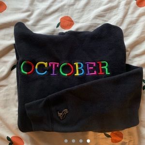 rare october’s very own color block letter hoodie